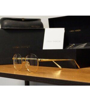 Designer Linda Farrow LFL 580 1 Titanium Eyeglasses Unisex  Retail $1,250